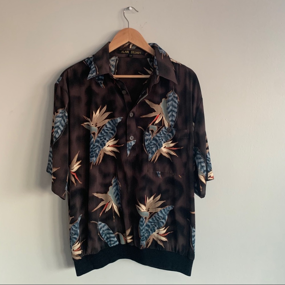 Vintage Birds of Paradise Leopard Print Shirt